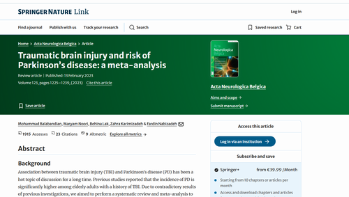 Traumatic brain injury and risk of Parkinson’s disease: a meta-analysis